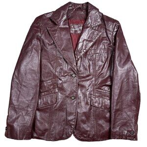 Etienne Aigner Burgundy Leather Jacket